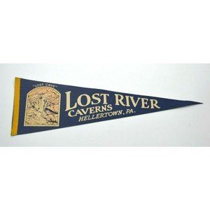 VINTAGE Lost River Caverns Hellertown, PA Felt Flag Pennant 9" x 26.5"